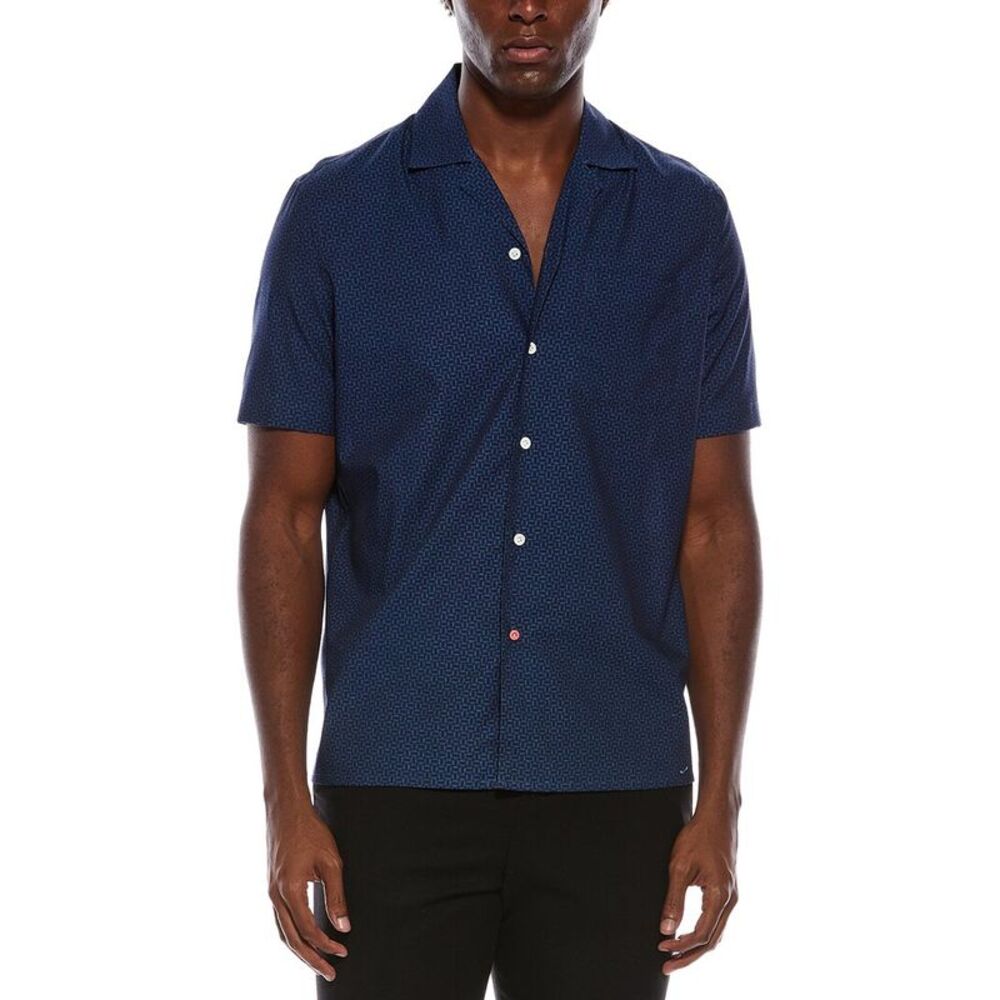 Isaia Mens Camp Shirt, Blue